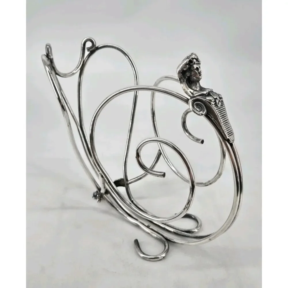 Vintage Art Nouveau Silver Plated Ornate Wine Bottle Cradle Holder Unbranded